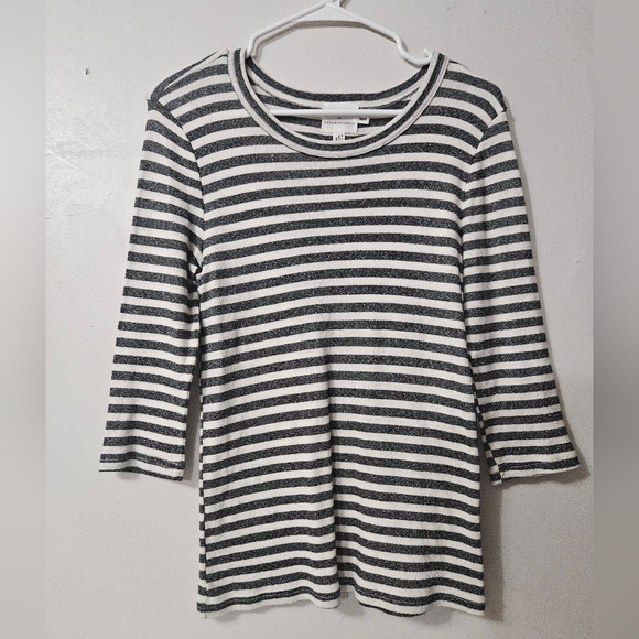Michael Stars Tops - Michael Stars For Anthropologie Gray And White Striped 3/4 Sleeve Top!